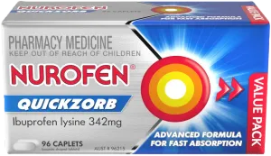 Nurofen Quickzorb Fast Pain Relief 96 Caplets 342mg