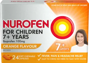 Nurofen For Children 7+ Years Pain & Fever Relief 24 Chewable Capsules
