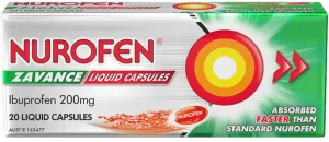 Nurofen Zavance Pain Relief Liquid 20 Capsules 200mg