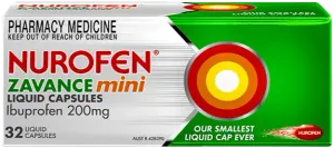 Nurofen Zavance Pain Relief Mini Liquid 32 Capsules Ibuprofen 200mg