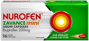 Nurofen Zavance Pain Relief Mini Liquid 16 Capsules Ibuprofen 200mg