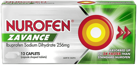 Nurofen Zavance Fast Pain Relief 12 Caplets 256mg