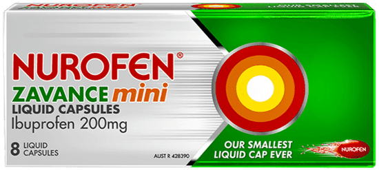 Nurofen Zavance Pain Relief Mini Liquid 8 Capsules Ibuprofen 200mg