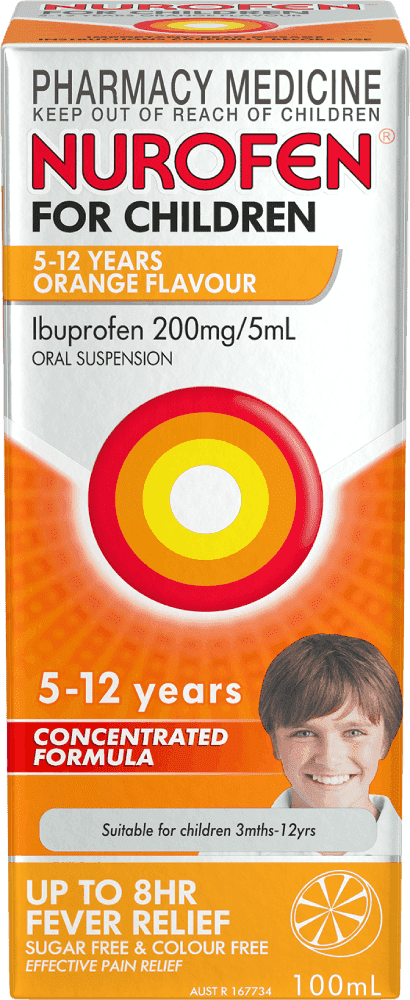 Nurofen for Children 5 to 12 Years Concentrated Pain & Fever Relief Ibuprofen 200mg/5ml Orange 100ml