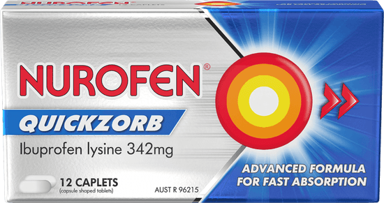 Nurofen Quickzorb Fast Pain Relief 12 Caplets 342mg